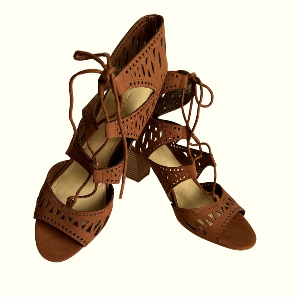 Marc Fisher Leather/Nubuck Stack Heel Sandals, Barely Worn Maybe Once...